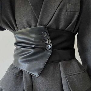 Vegan Leather Wide Corset Assymetrical Belt